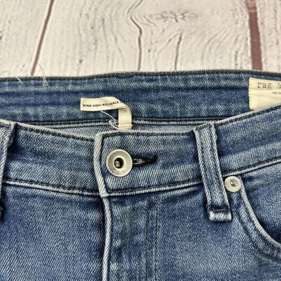 rag & bone Jeans Womens 29 Blue Nina High-Rise Ankle Skinny Frayed Hem Stretch - Picture 5 of 16